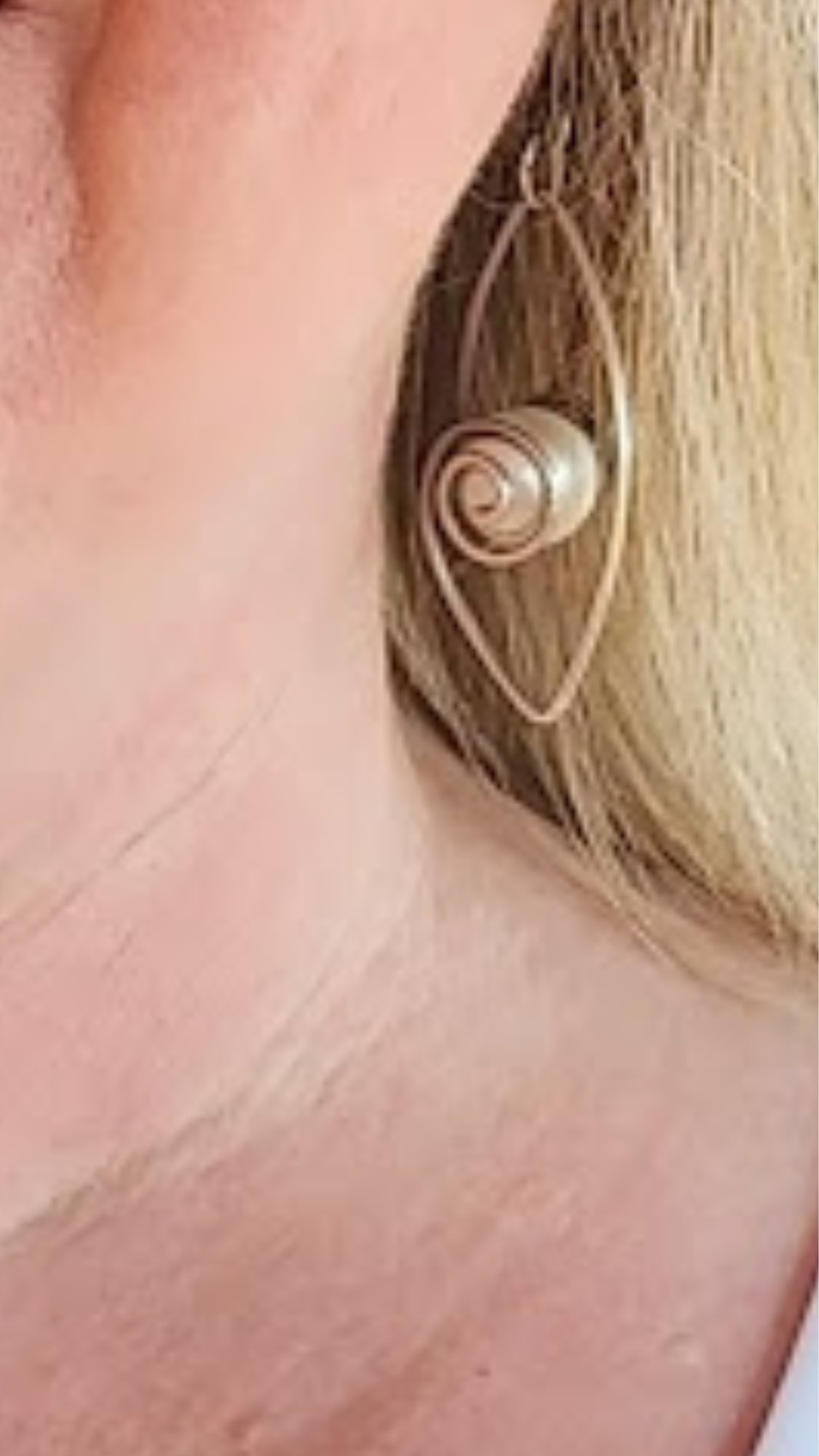 Spiral into Leaf Large Earrings with Pearl