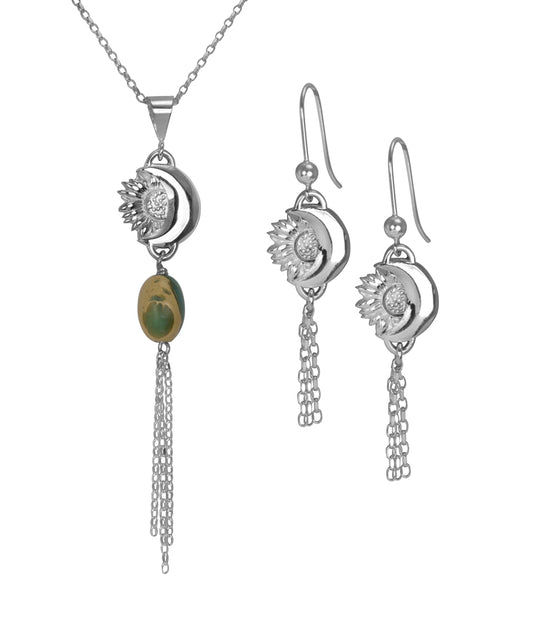 Sunflower/Moon Set with Aqua Terra with chain