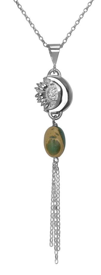 Sunflower/Moon with Aqua Terra with dangle chain
