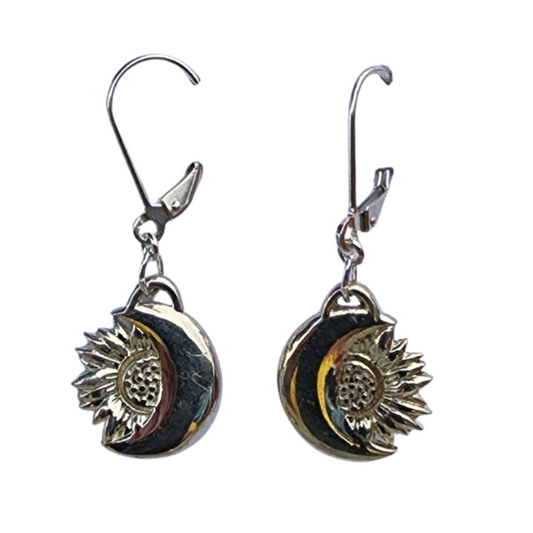 Sunflower Moon Earrings with Lever back
