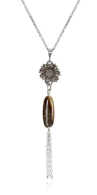 Sunflower with Snakeskin Jasper Necklace