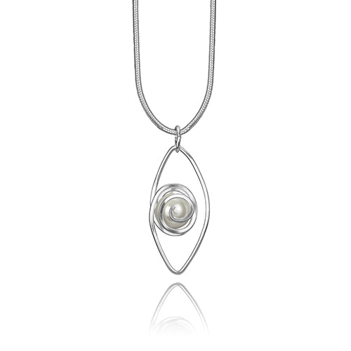 Spiral into Leaf - Small Pendant with Pearl