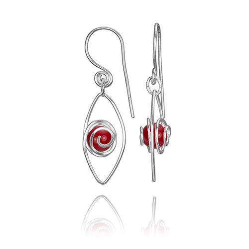 Spiral into Leaf - Small Earrings with Pearl