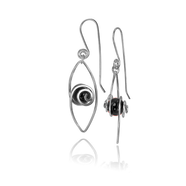 Spiral into Leaf Large Earrings with Pearl