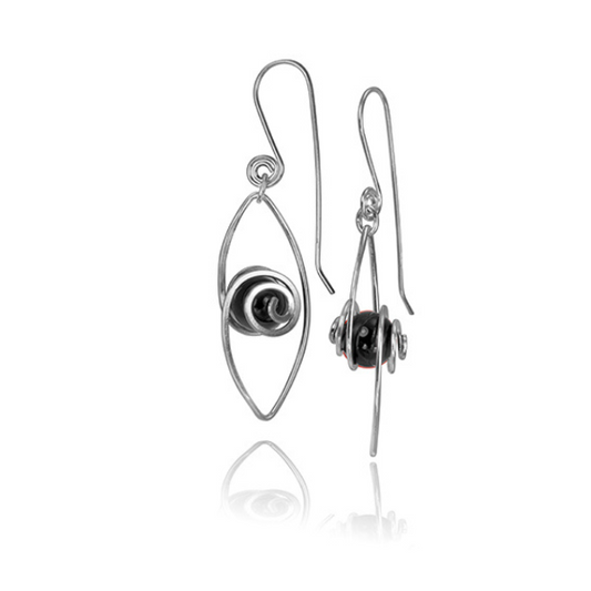 Spiral into Leaf Large Earrings with Pearl