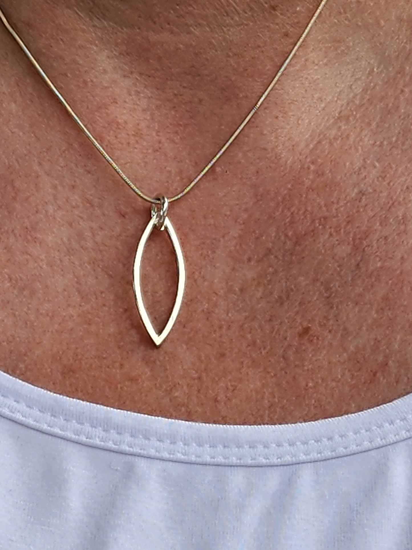 Lentil shape  Pendant in Sterling Silver