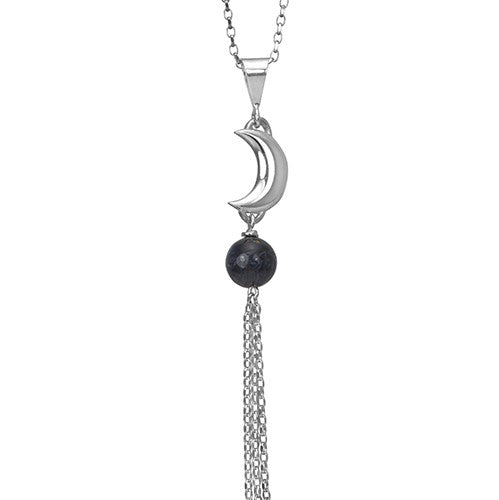 Crescent Moon with Blue Pietersite Necklace