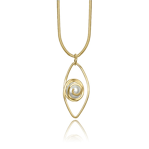Spiral into Leaf - Small Pendant with Pearl