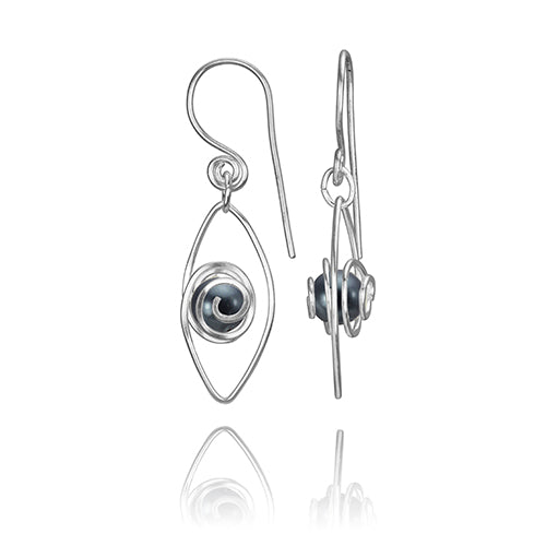 Spiral into Leaf - Small Earrings with Pearl